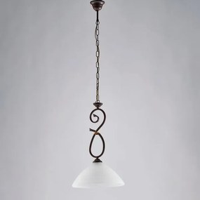 Lampadario in ferro laccato nero con decorazione effetto ruggine e ...