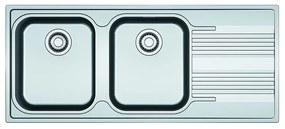 Lavello integrato 2 vasche con gocciolatoio a destra FRANKE Smart inox L 50 x L 116 cm argento