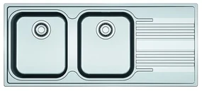 Lavello integrato 2 vasche con gocciolatoio a destra FRANKE Smart L 116 x L 50 cm argento