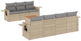 Set divano da giardino 8 pz con cuscini beige misto polyrattan