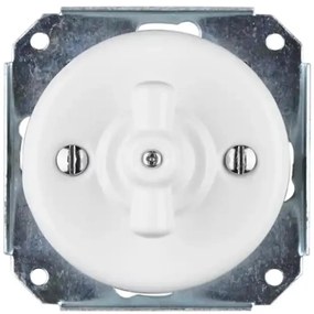 Bohemia-Design - Interruttore rotante retrò in porcellana senza cornice n. 7 bianco