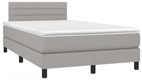 Letto a Molle Materasso e LED Grigio Chiaro 120x190 cm Tessuto