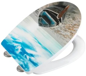 WENKO 23532100-WC Sedile WC resistente portata 300/350 kg, 36,5x45 cm, multicolore/argento