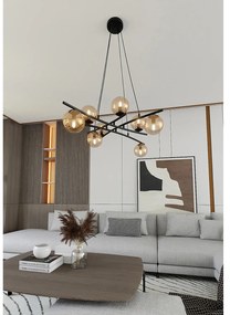 Lampadario Moderno Cadmo Acciaio Nero 8 Luci E14 Ip20