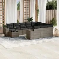 Set Divani da Giardino 11 pz con Cuscini in Polyrattan Grigio 3255467