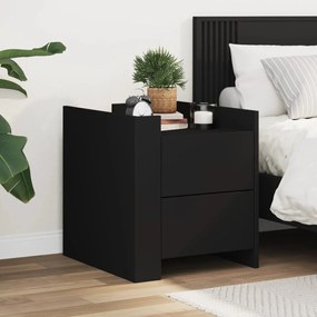Comodino Nero 45x50x50 Cm İn Legno Multistrato /