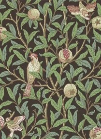 Morris & Co Carta da parati Bird & Pomegranate - Charcoal/ Sage
