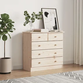 Cassettiera Alta 77x35x73 Cm İn Legno Massello Di Pino /