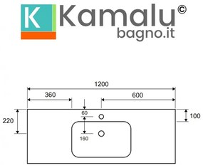 Kamalu - composizione bagno sospesa con 2 mobili da 120cm | kam-kk1202