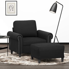 Poltrona Con Poggiapiedi Nero 60 Cm İn Velluto /