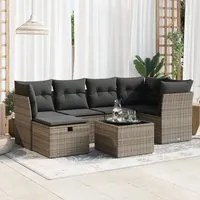 Set Divani da Giardino 7 pz con Cuscini Grigio in Polyrattan 3325296