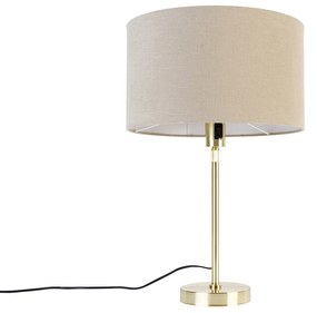 Lampada da tavolo oro orientabile con paralume marrone chiaro 35 cm - Parte