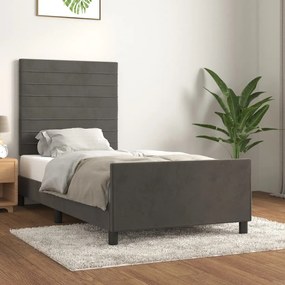 Giroletto Senza Materasso Grigio Scuro 80x200 Cm Velluto /