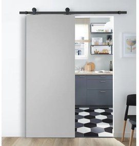 Porta scorrevole Smoke in legno grigio, L 92.5 x H 211.5 cm, con binario Industrial Sinistra