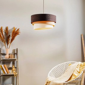 Duolla Lampada a sospensione Devon, marrone/beige/ecru/oro Ø45cm