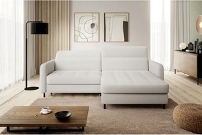 Divano angolare color crema allungabile/con contenitore (con penisola a destra/con chaise lounge) e rivestimento in bouclé Gomsi – ELTAP