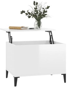 Tavolino salotto bianco lucido 60x44,5x45 cm legno multistrato