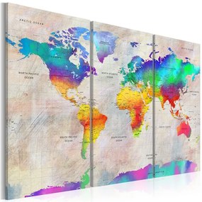 Quadro World Map  Rainbow Gradient  Colore colorful, Dimensioni e Misure 120x80