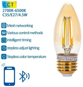 Lampadina LED FILAMENT C35 E27/4,5W/230V 2700-6500K - Aigostar