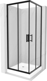 Mexen Rio cabina doccia quadrata 70 x 70 cm, trasparente, nero + piatto doccia Rio, bianco - 860-070-070-70-00-4510