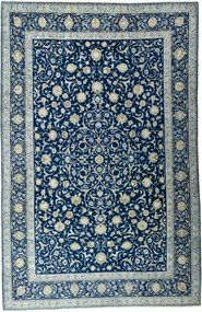 Kashan Tappeto 470x310 Blu (Iran) Annodato A Mano