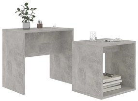 Set tavolini da caffè grigio cemento 48x30x45 cm in truciolato