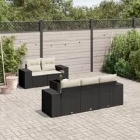 Set Divano da Giardino 6 pz con Cuscini Nero in Polyrattan 3254633