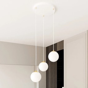 Lampadario a sospensione in Acciaio ROYAL 3 Nero/Bianco e Oro 3xE14