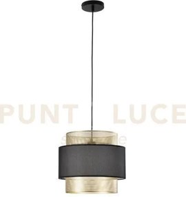 Lampadario a sospensione lounge singolo pendente oro e nero in meta...
