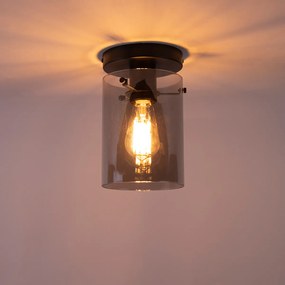 Plafoniera di design nera con vetro fumé - Dome