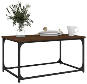 Tavolino rovere marrone 80x50x40cm in legno multistrato e ferro