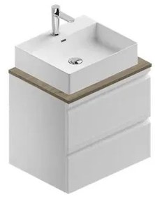 Mobile da bagno sotto lavabo Pull bianco laccato opaco L 60 x H 56 x P 46 cm 2 cassetti, lavabo non incluso