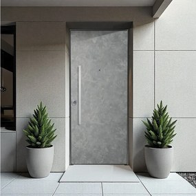 Porta blindata YALE Stone L 80 x H 210 cm in alluminio cemento chiaro/noce, apertura spingere a destra, falso telaio incluso