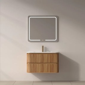 Mobile bagno 80 cannettato con lavabo incasso ceramica | KAM-NORTH-80C - KAMALU