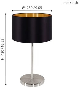 Eglo 31627 - Lampada da tavolo MASERLO 1xE27/60W/230V