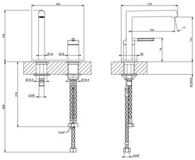 Miscelatore lavabo senza scarico con flessibili parte incasso non inclusa cromo ingranaggio 63515 gessi