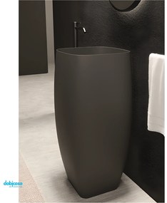 Alice Ceramica " Nur" Lavabo Freestanding Nero Opaco con Scarico a Pavimento