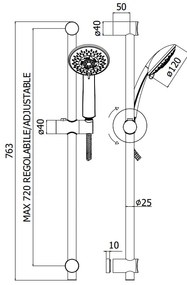 Paffoni Panama Zsal132 asta doccia 73 cm interasse max 720 mm con doccetta e flessibile Cromo