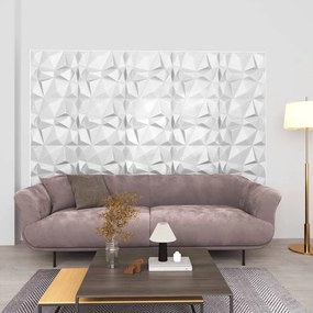 Pannelli Murali 3d 24 Pz 50x50 Cm Bianchi A Diamante 6 M² /