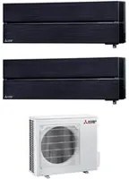 Climatizzatore Condizionatore Mitsubishi Electric Dual Split Inverter serie Kirigamine Style MSZ-LN 9+9 con MXZ-2F53VF Onyx Black R-32 Wi-Fi Integrato Colore Nero 9000+9000