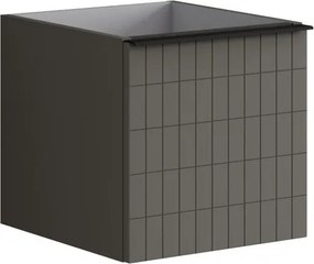 Cassettiera Pixel con 1 cassetto frontale Grid laccato opaco grigio carbone e maniglia alluminio nero opaco L.40 H.40 P.45,5 cm.