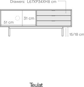 Mobile TV grigio-color naturale effetto rovere 140x52 cm Sierra - Teulat
