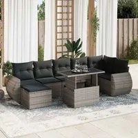 Set Divano da Giardino 8 pz con Cuscini Grigio in Polyrattan 3326681