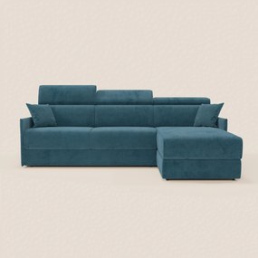 Miryam divano letto angolare compatto - poggiatesta reclinabili e penisola contenitore in tessuto smacchiabile T31