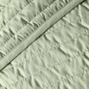 Copriletto trapuntato verde per letto matrimoniale 220x230 cm Quilted Lines - Bianca