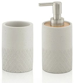 Set bagno dispenser sapone e porta spazzolino grigio Afrodite