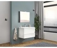 Arredo Bagno Mobile Sospeso Bianco 80 Moderno con Lavabo Specchio Lampada Easy