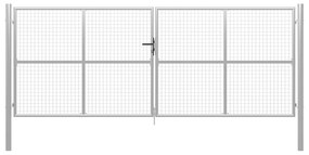 Cancello Per Giardino İn Acciaio Zincato 415x200cm Argento /
