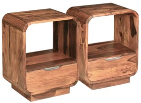 Comodino con cassetto 2 pz legno massello sheesham 40x30x50cm