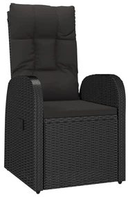 Set da pranzo da giardino 5 pz nero con cuscini in polyrattan